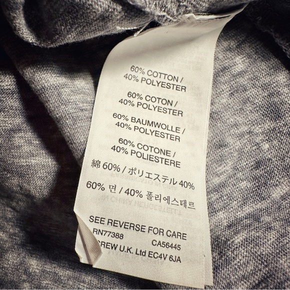 J. Crew Heathered Gray Crystal & Sequin Bejeweled 3/4 Sleeve Tee Shirt Size XS - Picture 7 of 11